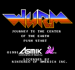 Wurm Journey to the Center of the Earth title screen for NES